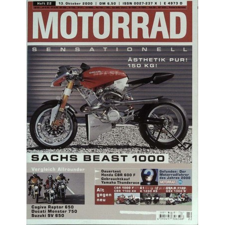 Motorrad Nr.22 / 13 Oktober 2000 - Sachs Beast 1000