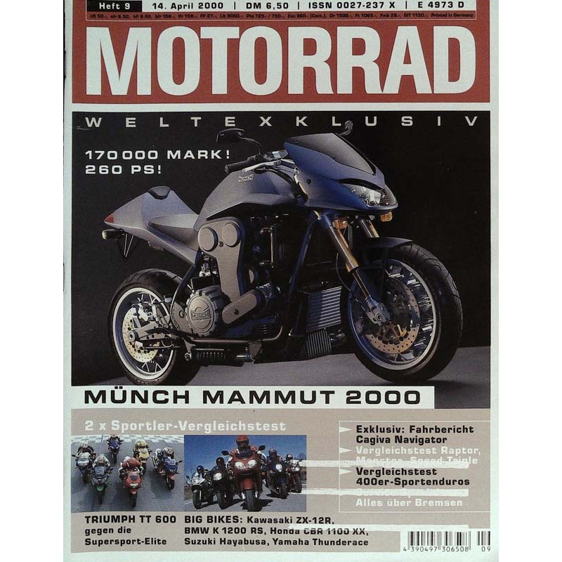 Motorrad Nr.9 / 14 April 2000 - Münch Mammut 2000 Zeitschrift