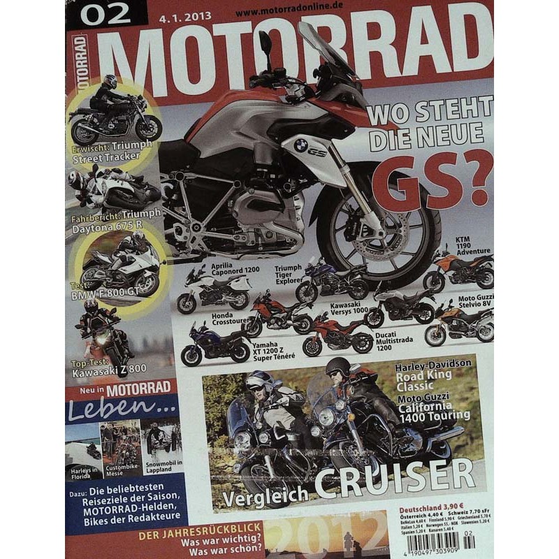 Motorrad Nr.2 / 4 Januar 2013 - Wo steht die neue GS?
