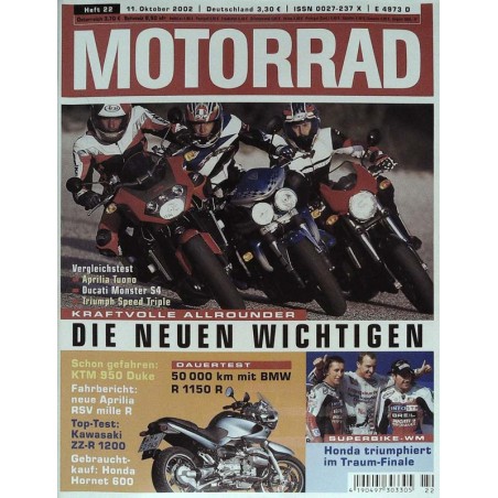 Motorrad Nr.22 / 11 Oktober 2002 - Kraftvolle Allrounder