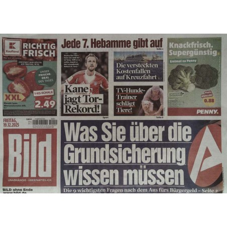 Bild Zeitung Freitag, 19 Dezember 2025 - Grundsicherung