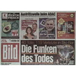 Bild Zeitung Samstag, 3 Januar 2026 - Die Funken des Todes