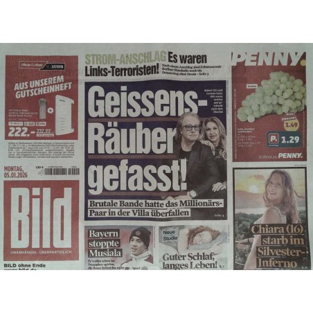 Bild Zeitung Montag, 5 Januar 2026 - Geissens-Räuber gefasst!