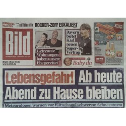 Bild Zeitung Donnerstag, 8 Januar 2026 - Lebensgefahr!