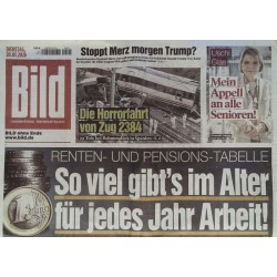 Bild Zeitung Dienstag, 20 Januar 2026 - Renten & Pensions Tabelle