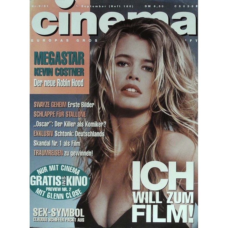 CINEMA 9/91 September 1991 - Claudia Schiffer packt aus