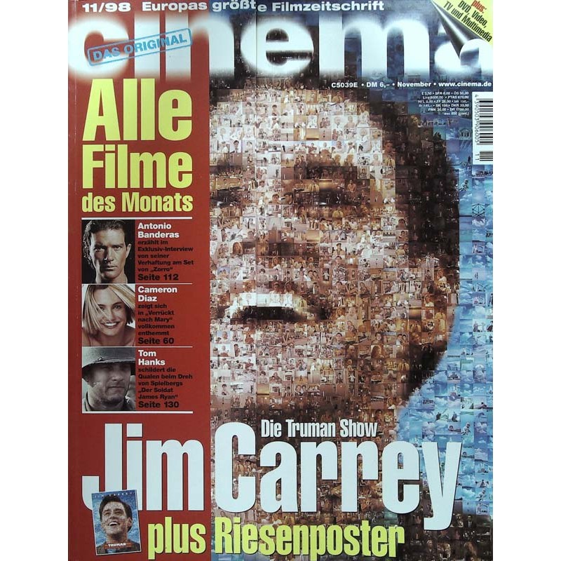 CINEMA 11/98 November 1998 - Die Truman Show Jim Carrey