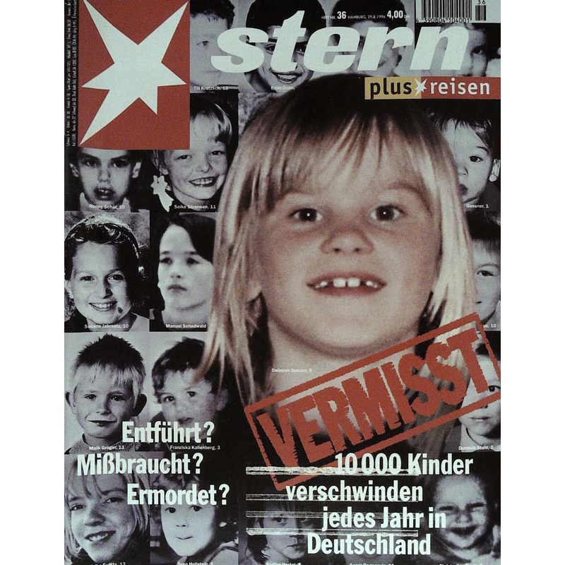 stern Heft Nr.36 / 29 August 1996 - Vermisst
