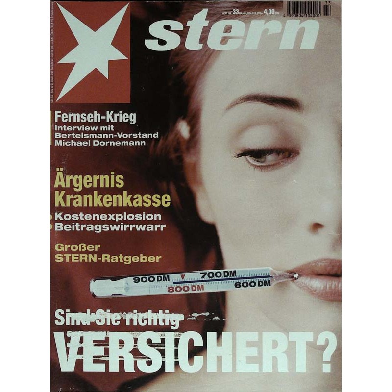 stern Heft Nr.33 / 8 August 1996 - Sind Sie richtig Versichert?