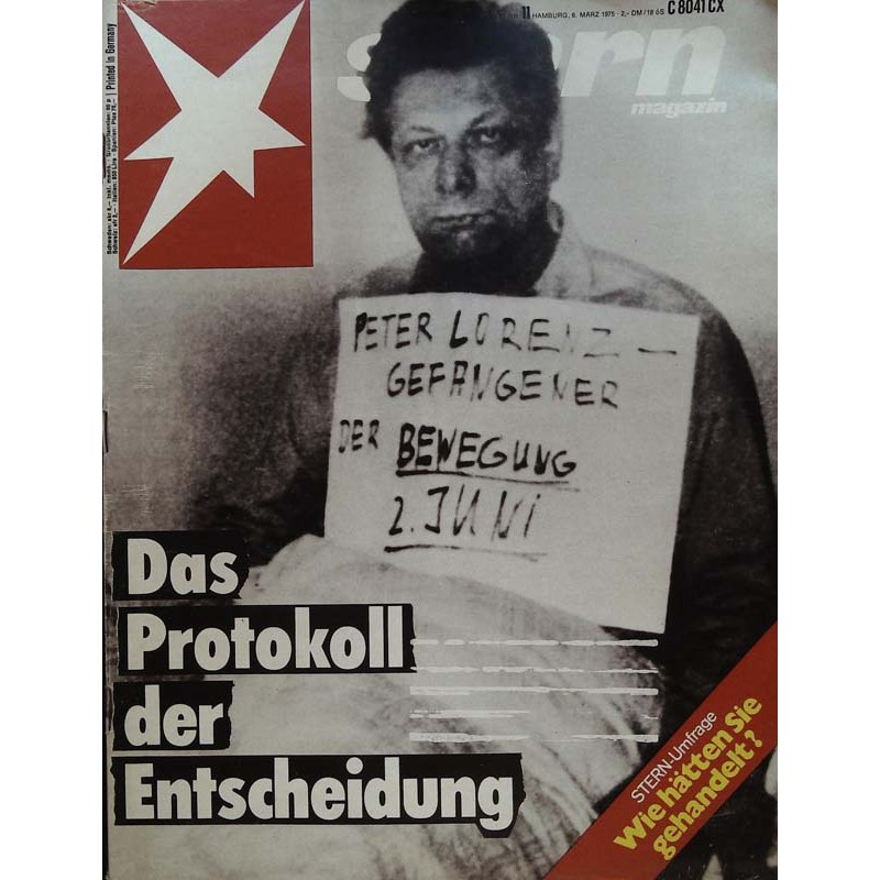 stern Heft Nr.11 / 6 März 1975 - Das Protokoll der Entscheidung