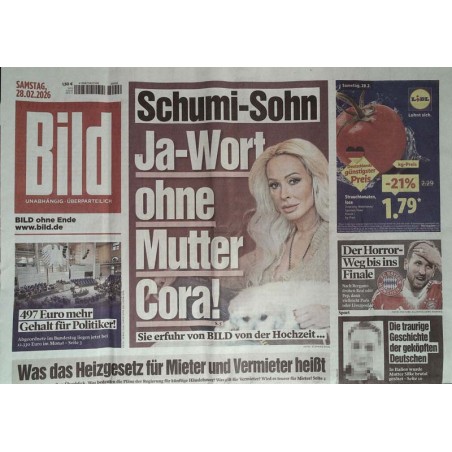 Bild Zeitung Samstag, 28 Februar 2026 - Schumi Sohn