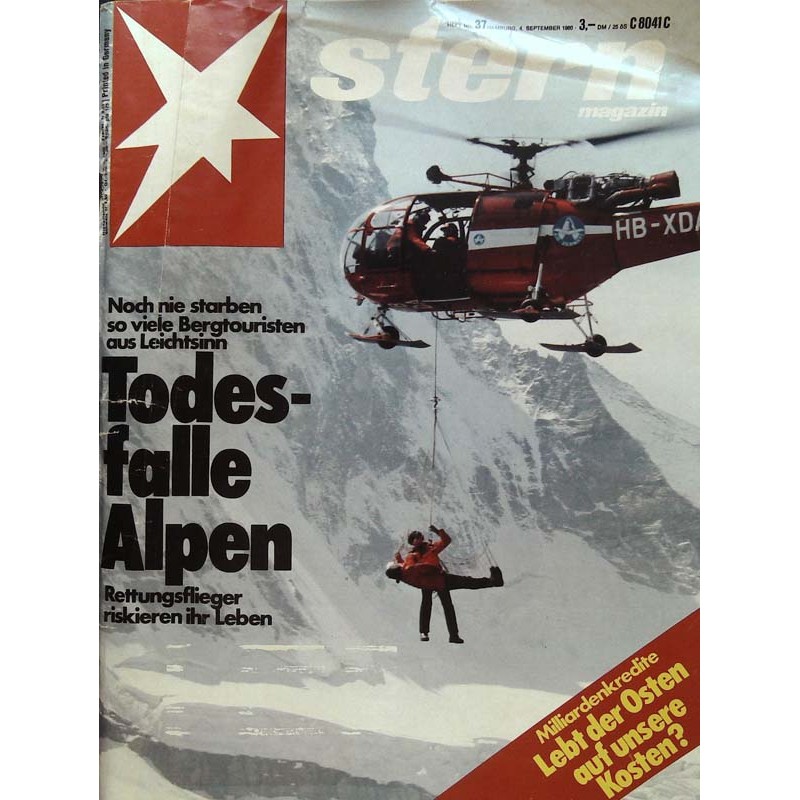 stern Heft Nr.37 / 4 September 1980 - Todesfalle Alpen