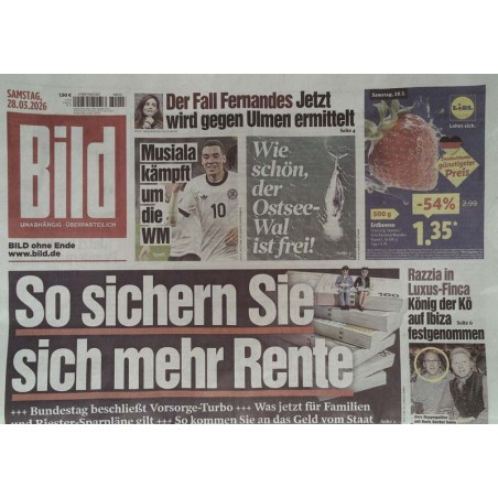 Bild Zeitung Samstag, 28 März 2026 - So sichern Sie sich mehr Rente