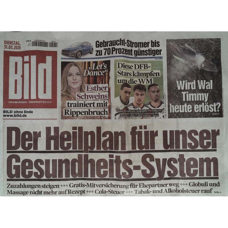 Bild Zeitung Dienstag, 31 März 2026 - Gesundheits-System