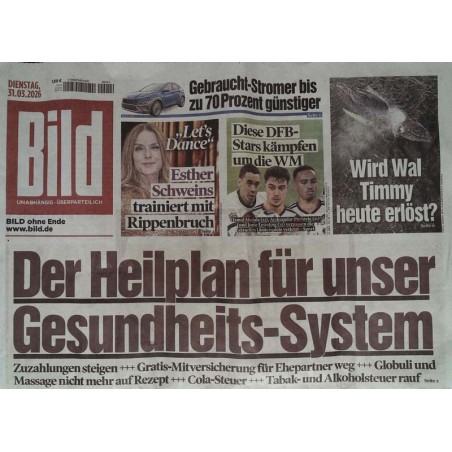 Bild Zeitung Dienstag, 31 März 2026 - Gesundheits-System