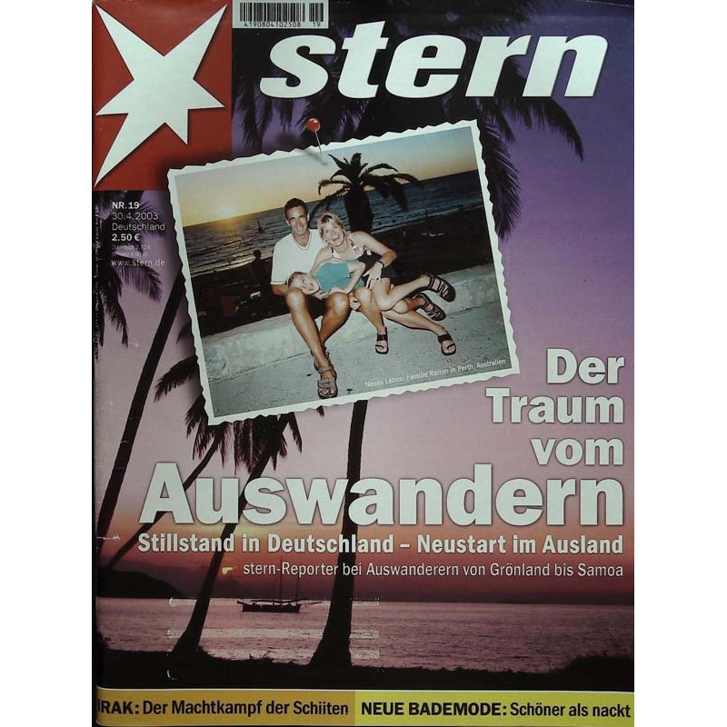 stern Heft Nr.19 / 30 April 2003 - Der Traum vom Auswandern