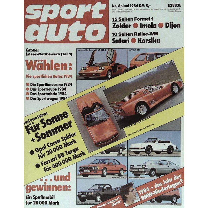 Sport Auto Nr.6 / Juni 1984 - Für Sonne & Sommer