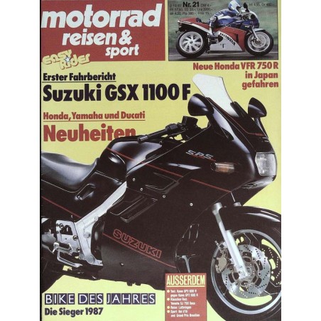 Motorrad Reisen & Sport Nr. 21 / 3.10.1987 - Suzuki GSX 1100 F