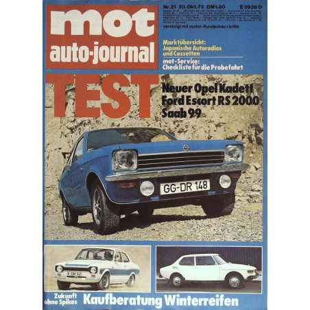 mot auto-journal Nr. 21 / 20 Oktober 1973 - Test Opel Kadett
