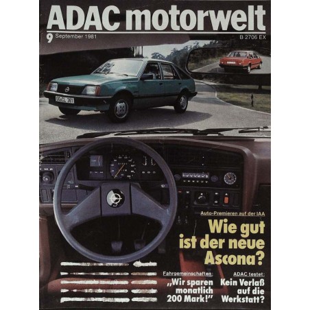 ADAC Motorwelt Heft.9 / September 1981 - Der neue Opel Ascona