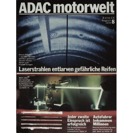 ADAC Motorwelt Heft.8 / August 1978 - Laserstrahlen entlarven