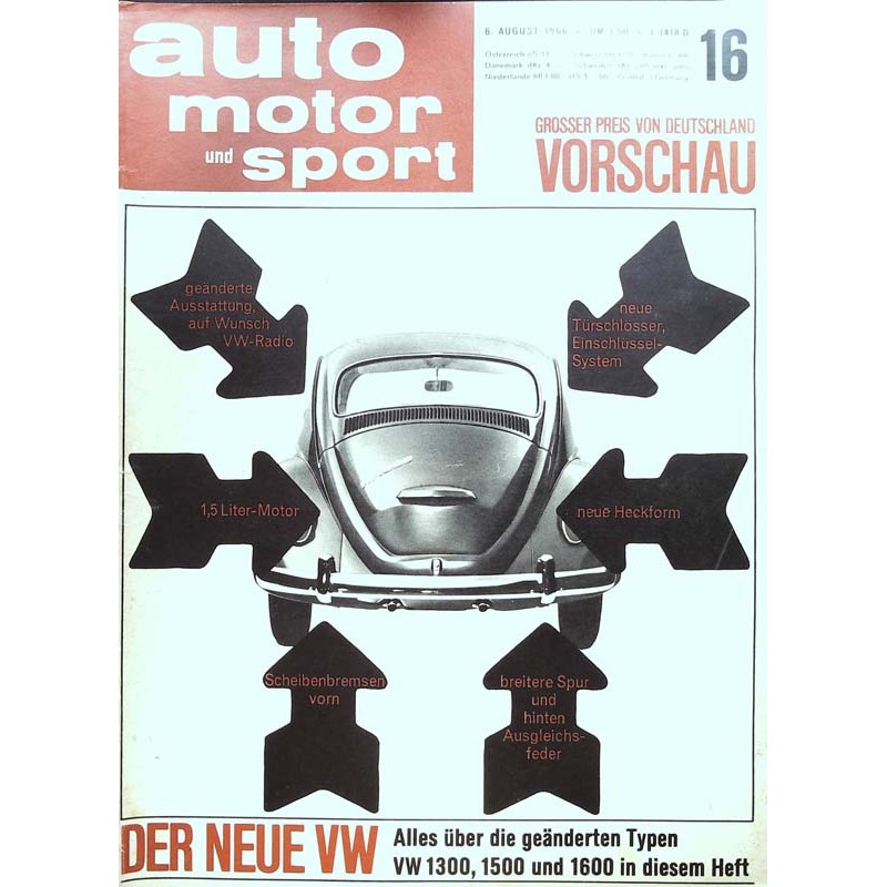 auto motor & sport Heft 16 / 6 August 1966 - Der neue VW
