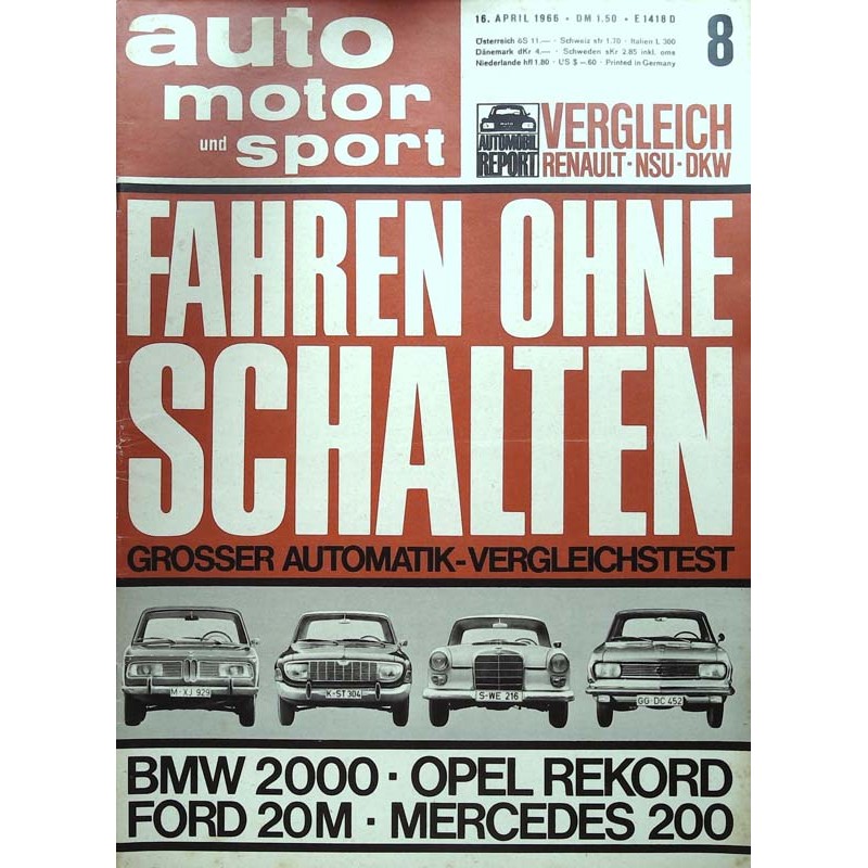 auto motor & sport Heft 8 / 16 April 1966 - Fahren ohne Schalten