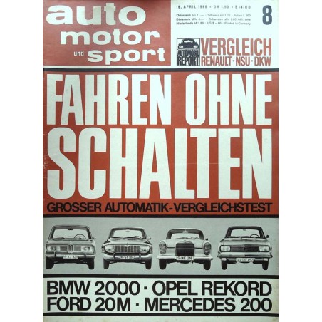 auto motor & sport Heft 8 / 16 April 1966 - Fahren ohne Schalten