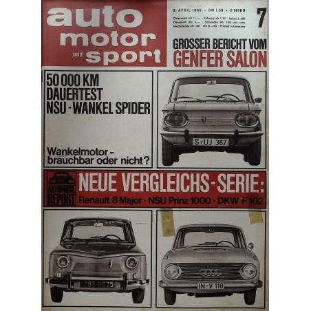 auto motor & sport Heft 7 / 2 April 1966 - Neue Vergleichs-Serie