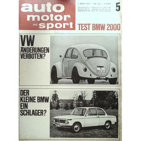 auto motor & sport Heft 5 / 5 März 1966 - VW und BMW
