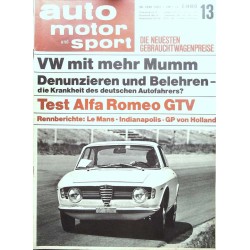 auto motor & sport Heft 13 / 24 Juni 1967 - Test Alfa Romeo GTV