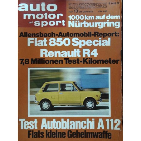auto motor & sport Heft 13 / 20 Juni 1970 - Autobianchi A112