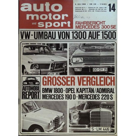 auto motor & sport Heft 14 / 9 Juli 1966 - Großer Vergleich
