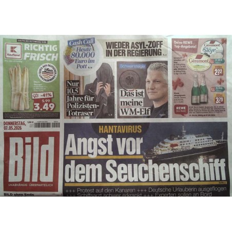 Bild Zeitung Donnerstag, 7 Mai 2026 - Das Seuchenschiff