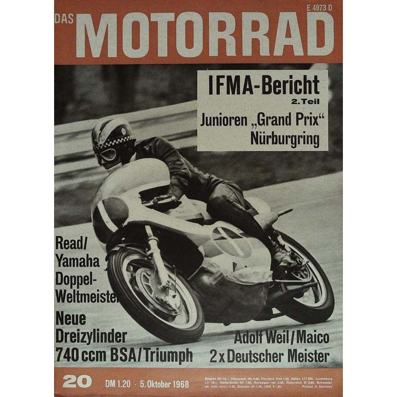 Das Motorrad Nr.20 / 5 Oktober 1968 - Phil Read