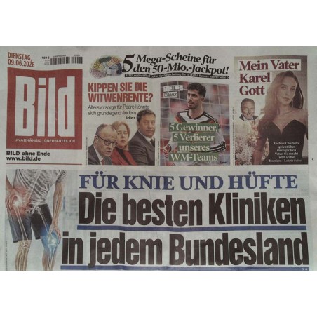 Bildzeitung Dienstag, 9 Juni 2026 - Die besten Kliniken