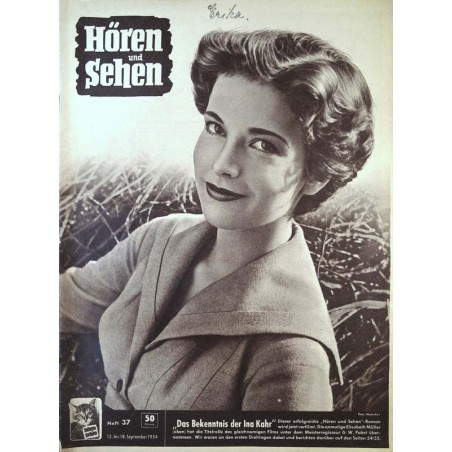 Hören & Sehen Nr.37 / 12 bis 18 September 1954 - Ina Kahr