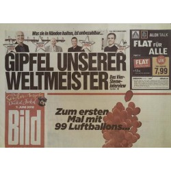 Bildzeitung Donnerstag, 7 Juni 2018 - Gipfel unserer Weltmeister