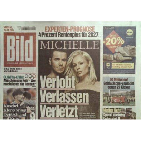 Bildzeitung Samstag, 26 September 2026 - Michelle