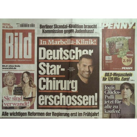 Bildzeitung Freitag, 9 Oktober 2026 - Alexander Aslani