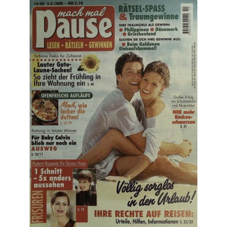 Mach mal Pause Nr. 10 / 4 März 1998 - Sorglos in den Urlaub!