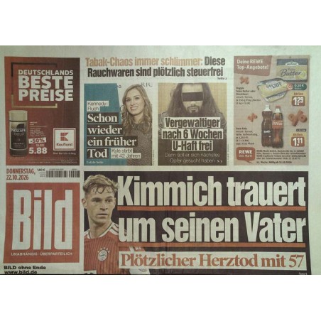 Bildzeitung Donnerstag, 22 Oktober 2026 - Kimmich trauert