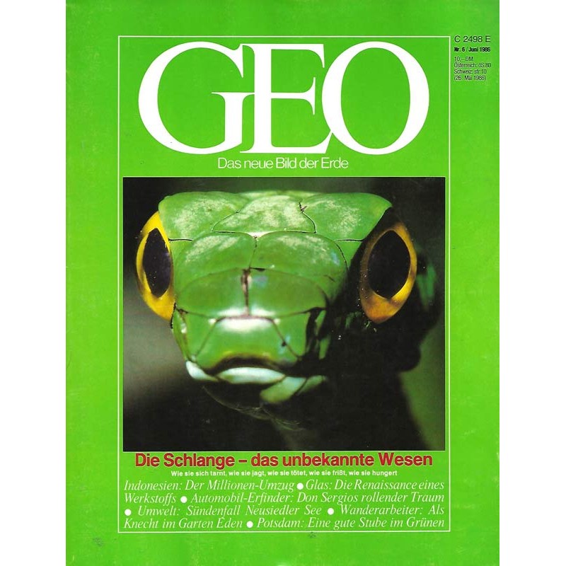 Geo Nr 6 Juni 1986 Die Schlange Das Unbekannte Wesen Magazin