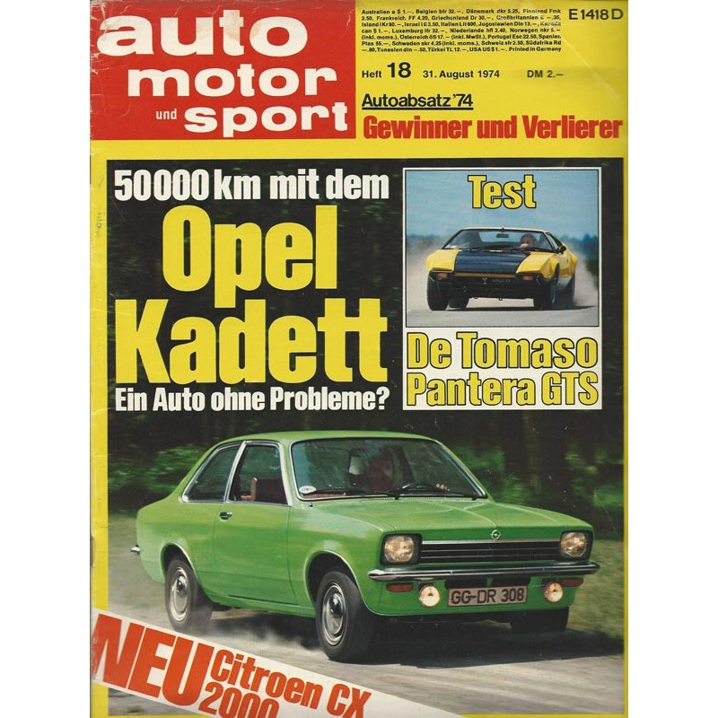 auto motor & sport Heft 18 / 31 August 1974 - Opel Kadett