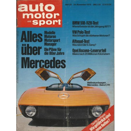 auto motor & sport Heft 24 / 24 November 1976 - Weltrekordwagen Mercedes-Benz C111