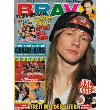 BRAVO Nr.37 / 3 September 1992 - Axl Rose Poster