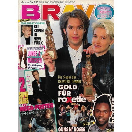 BRAVO Nr.1 / 30 Dezember 1992 - Gold für Roxette