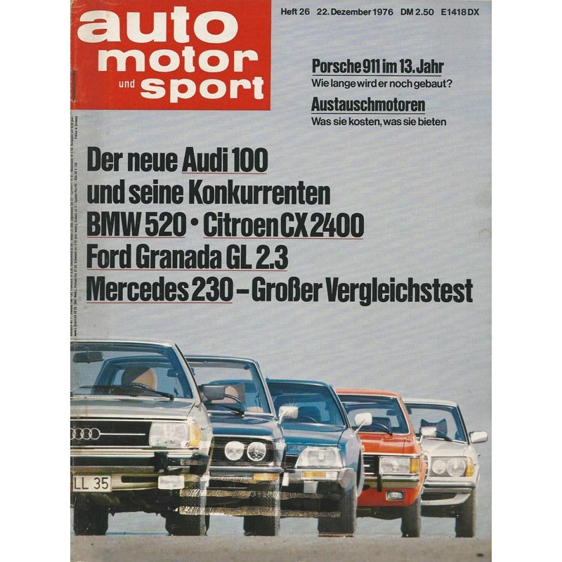 auto motor & sport Heft 26 / 22 Dezember 1976 - Der neue Audi 100