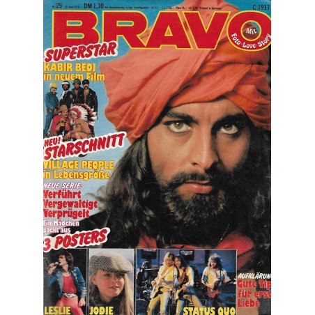 BRAVO Nr.25 / 13 Juni 1979 - Kabir Bedi in neuem Film