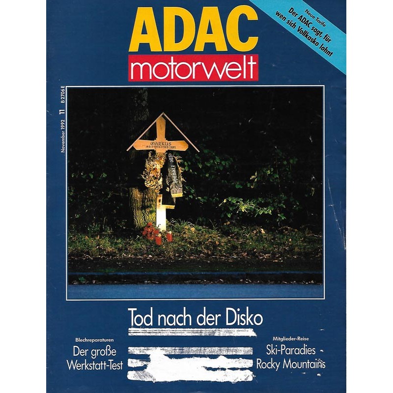 ADAC Motorwelt Heft.11 / November 1992 - Tod nach der Disco